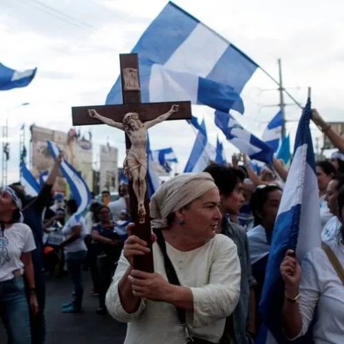 Protesto na Nicarágua contra o presidente Daniel Ortega. Créditos: CNS photo / Oswaldo Rivas, Reuters.