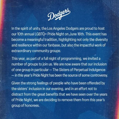 Críticas de líderes católicos fazem o Los Angeles Dodgers desistirem de homenagear grupo de Drag Performers