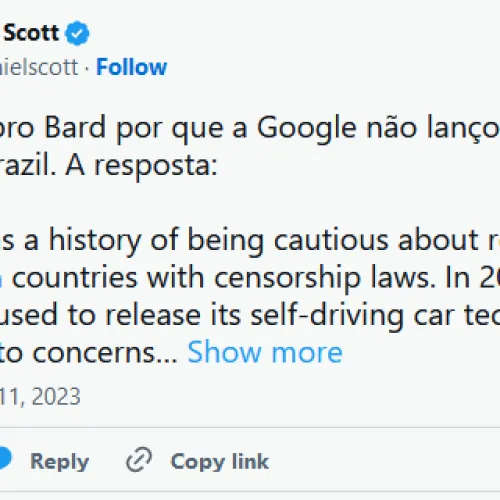 Para Google, Brasil não tem mais liberdade de expressão
